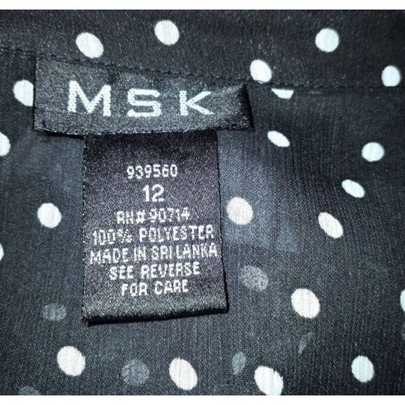 MSK BLACK & WHITE POLKA-DOT SHEER DRESS SZ.12 EUC. - Picture 3 of 4